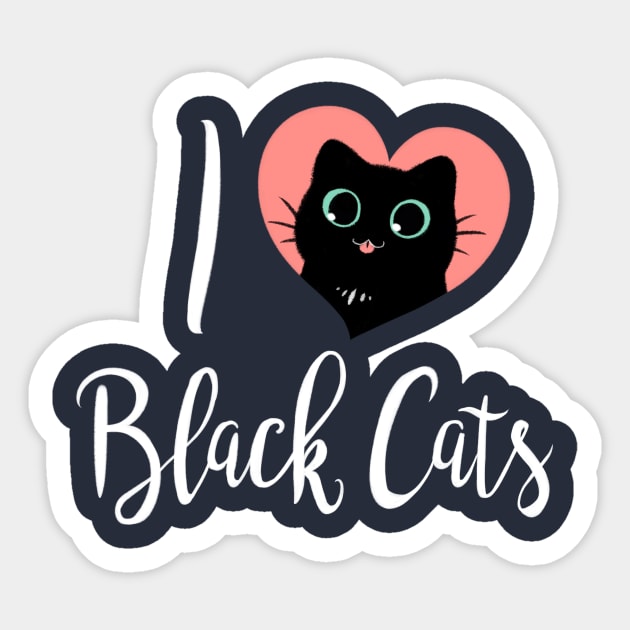 I Heart Black Cats! (Fun Text Edition) Sticker by Starling